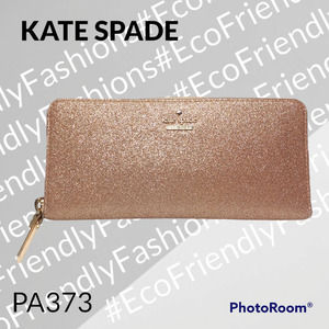 Kate Spade Rose Gold Joeley Shimmy Glitter Large Zip Around Continental Wallet